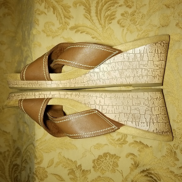 DrScholl's open toe, strap wedge sandals,women's, vegan leather brown . - Picture 6 of 12